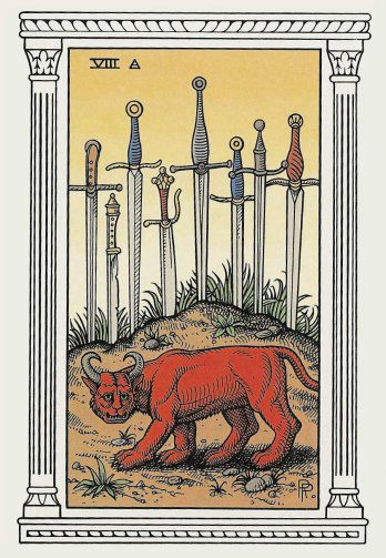 Tarotkaart 'Acht van Zwaarden'