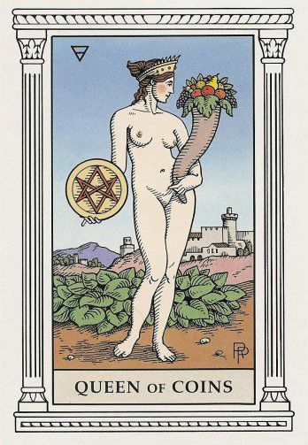Tarotkaart 'Koningin van Pentagrammen'