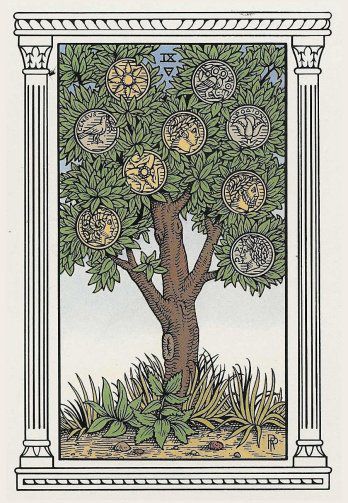 Tarotkaart 'Negen van Pentagrammen'