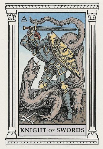 Tarotkaart 'Ridder van Zwaarden'