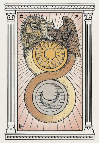 Tarotkaart 'Twee van Pentagrammen'