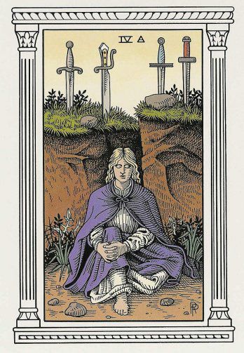 Tarotkaart 'Vier van Zwaarden'