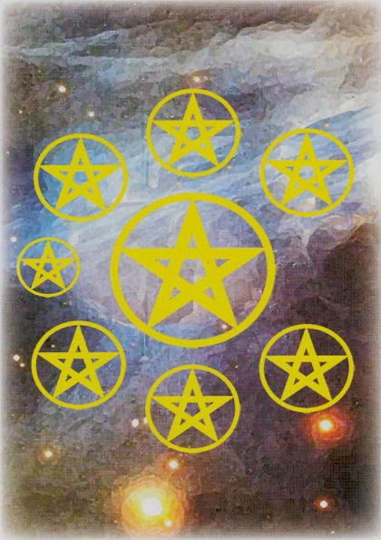 Tarotkaart 'Acht van Pentagrammen'