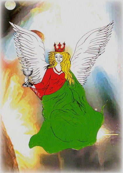 Tarotkaart 'Koningin van Kelken'