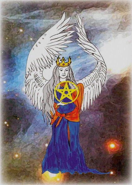 Tarotkaart 'Koningin van Pentagrammen'