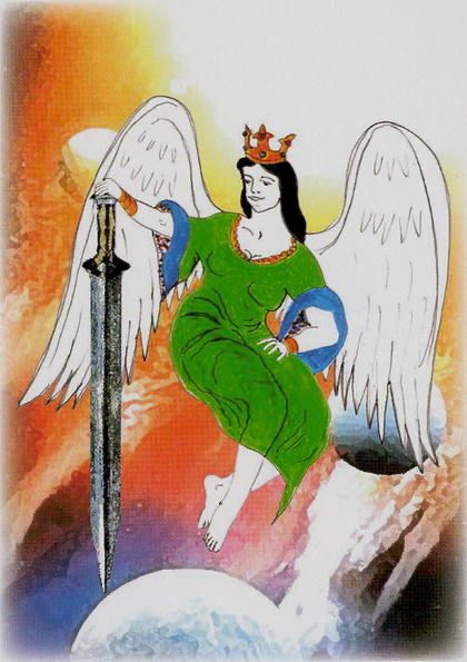 Tarotkaart 'Koningin van Zwaarden'