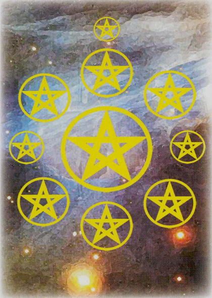 Tarotkaart 'Tien van Pentagrammen'