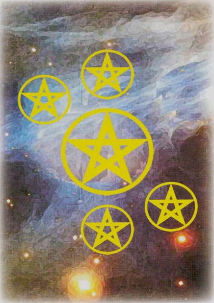 Tarotkaart 'Vijf van Pentagrammen'