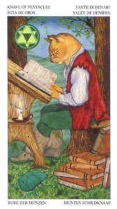 Tarotkaart 'Schildknaap van Pentagrammen'