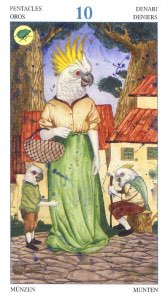 Tarotkaart 'Tien van Pentagrammen'