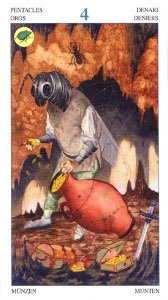 Tarotkaart 'Vier van Pentagrammen'