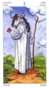 Tarotkaart 'Vijf van Kelken'