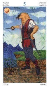 Tarotkaart 'Vijf van Staven'
