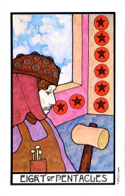 Tarotkaart 'Acht van Pentagrammen'