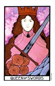 Tarotkaart 'Koningin van Zwaarden'