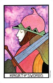 Tarotkaart 'Ridder van Zwaarden'