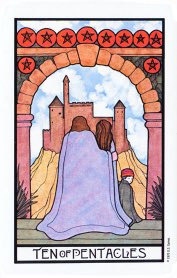 Tarotkaart 'Tien van Pentagrammen'