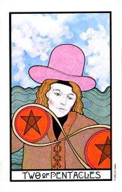 Tarotkaart 'Twee van Pentagrammen'