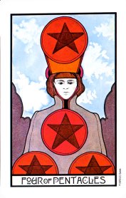 Tarotkaart 'Vier van Pentagrammen'