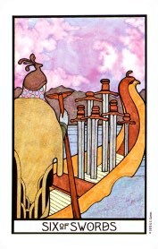 Tarotkaart 'Zes van Zwaarden'