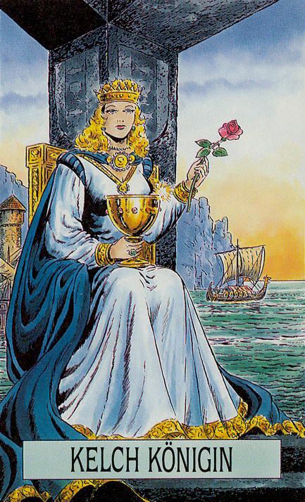 Tarotkaart 'Koningin van Kelken'