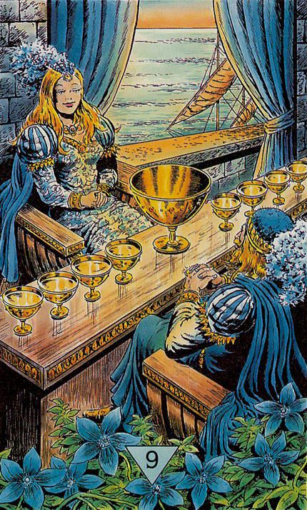 Tarotkaart 'Negen van Kelken'