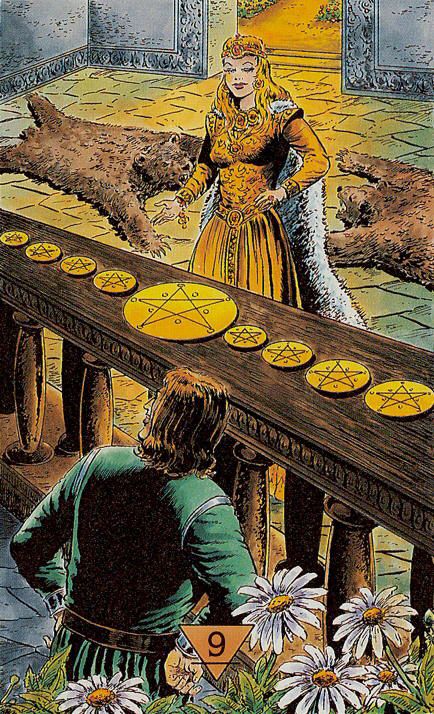 Tarotkaart 'Negen van Pentagrammen'