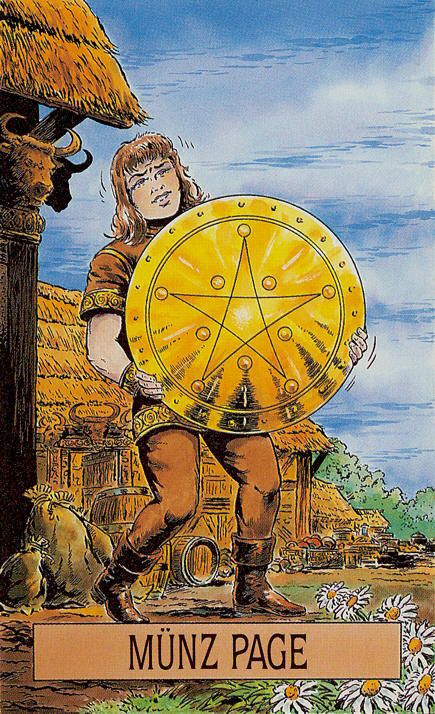 Tarotkaart 'Schildknaap van Pentagrammen'