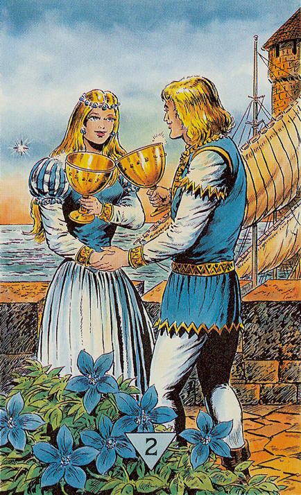 Tarotkaart 'Twee van Kelken'