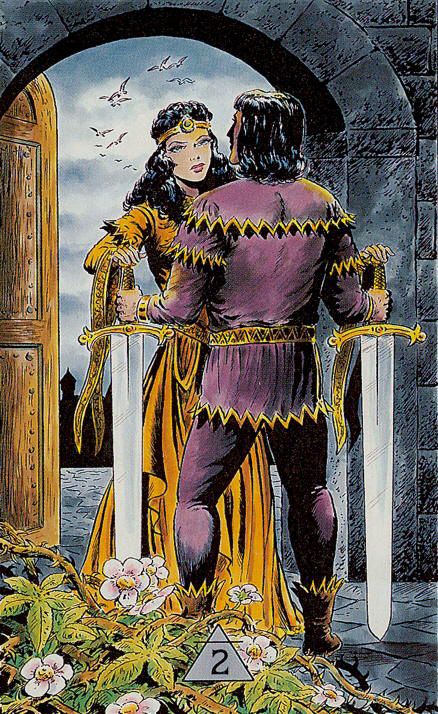 Tarotkaart 'Twee van Zwaarden'