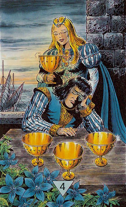 Tarotkaart 'Vier van Kelken'
