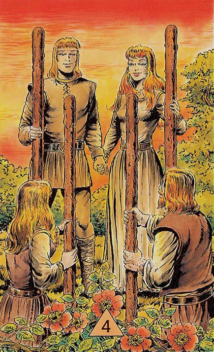 Tarotkaart 'Vier van Staven'