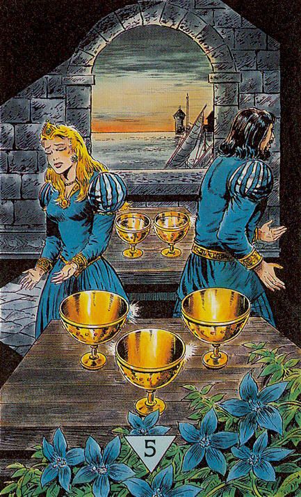 Tarotkaart 'Vijf van Kelken'