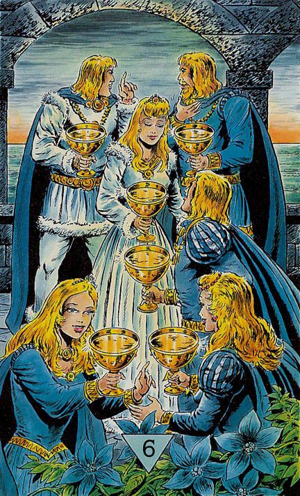 Tarotkaart 'Zes van Kelken'