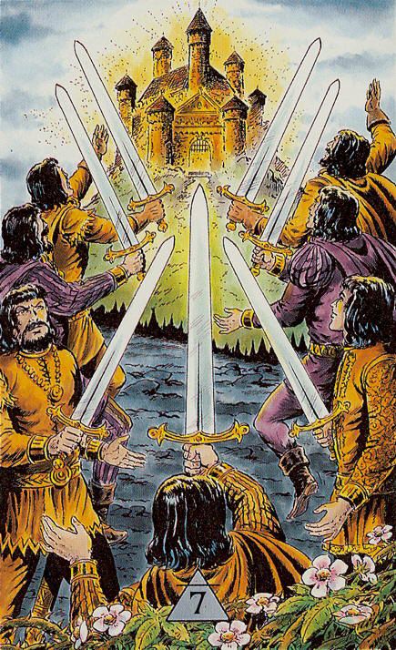 Tarotkaart 'Zeven van Zwaarden'