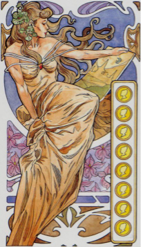 Tarotkaart 'Acht van Pentagrammen'