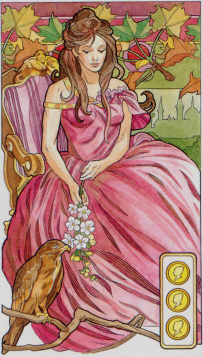 Tarotkaart 'Drie van Pentagrammen'