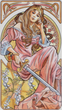 Tarotkaart 'Koningin van Zwaarden'