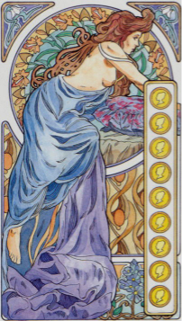 Tarotkaart 'Negen van Pentagrammen'