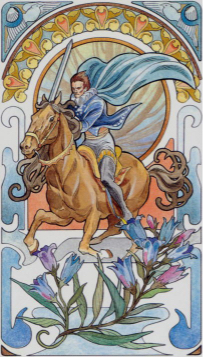 Tarotkaart 'Ridder van Zwaarden'