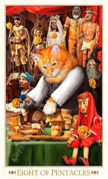 Tarotkaart 'Acht van Pentagrammen'