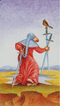Tarotkaart 'Drie van Zwaarden'
