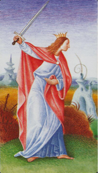 Tarotkaart 'Koningin van Zwaarden'