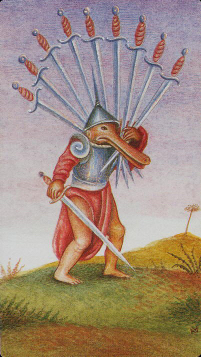 Tarotkaart 'Tien van Zwaarden'