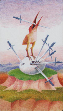 Tarotkaart 'Zeven van Zwaarden'