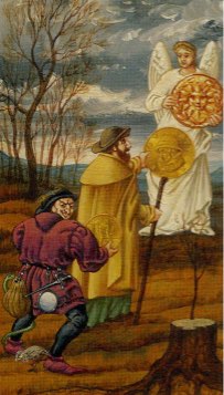 Tarotkaart 'Drie van Pentagrammen'