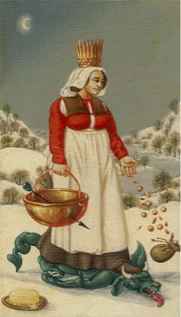 Tarotkaart 'Koningin van Kelken'