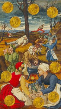 Tarotkaart 'Negen van Pentagrammen'
