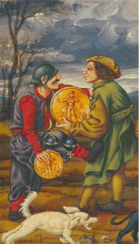 Tarotkaart 'Twee van Pentagrammen'