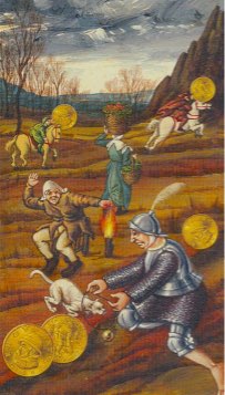 Tarotkaart 'Vijf van Pentagrammen'